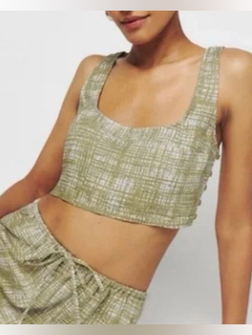 Reformation Amir Linen Crop Tank Top